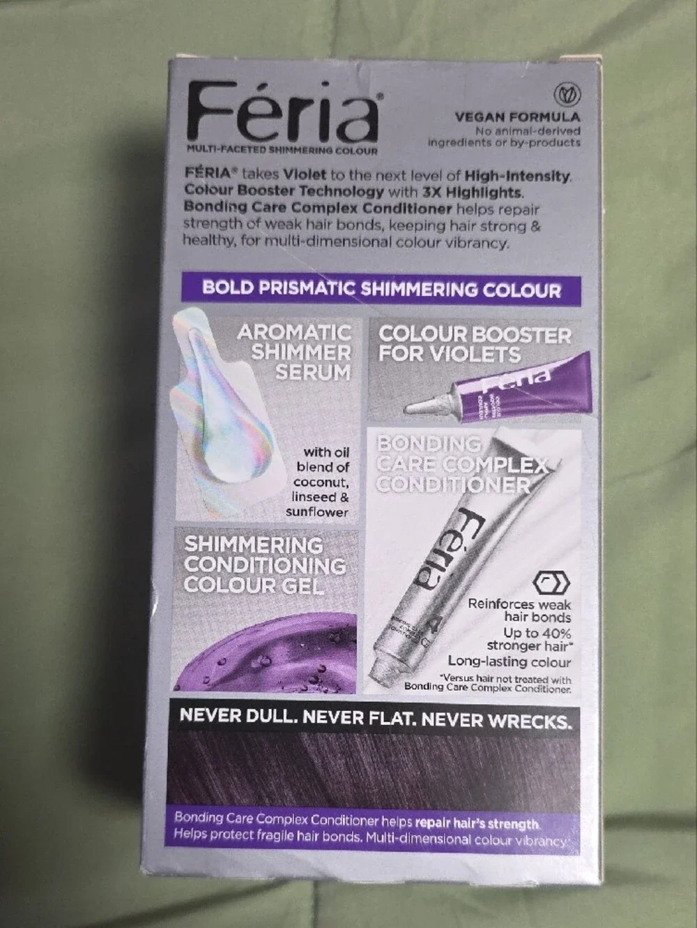 L'Oreal Paris Feria Shimmering Permanent Hair Color, V28 Midnight Violet, 2 Kits